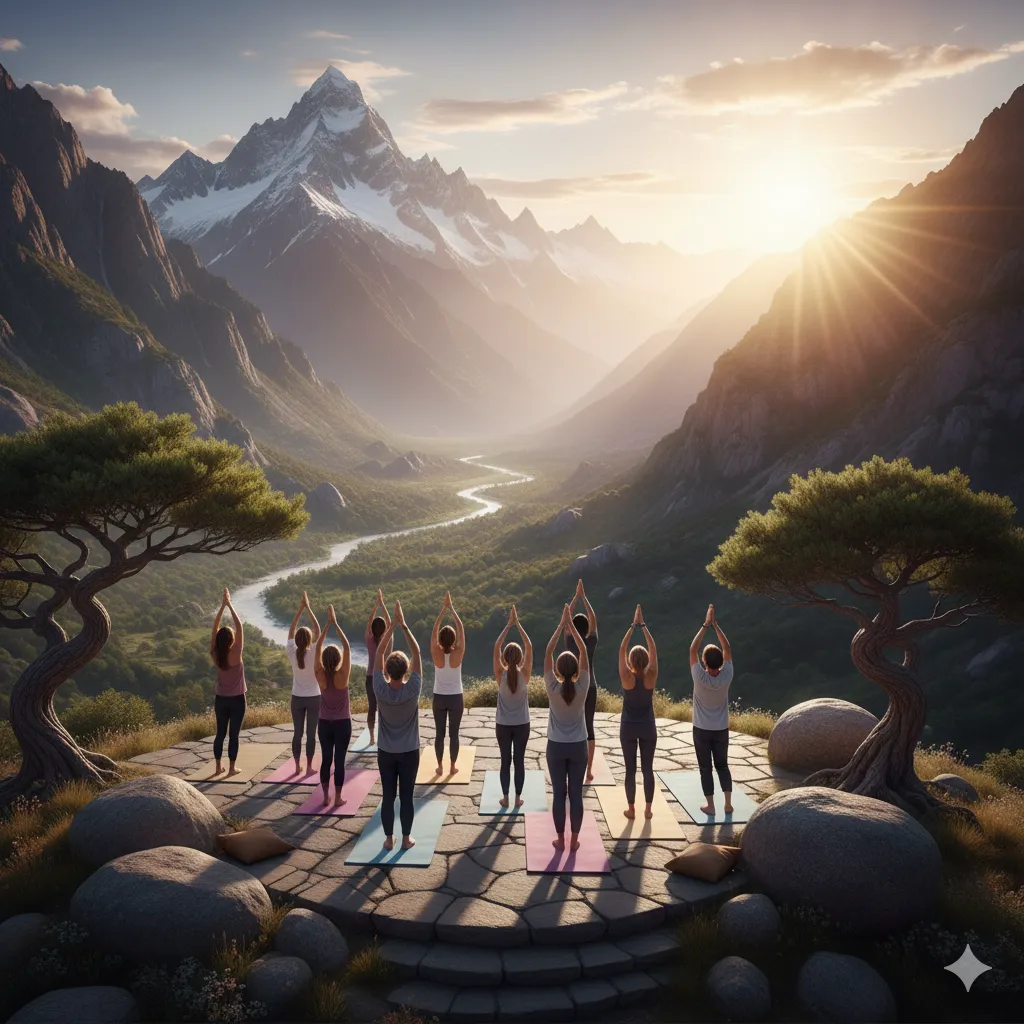 Stylised illustration of bowls and fresh ingredients on a table